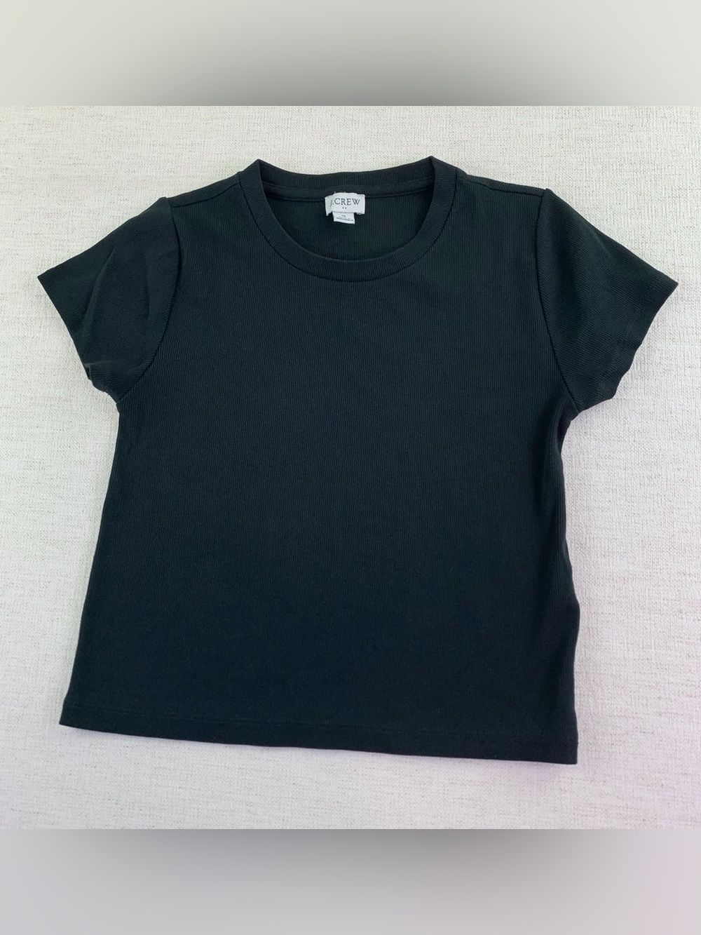 J crew women's Crewneck cropped ribbed tee in black size S short‎ sleeve